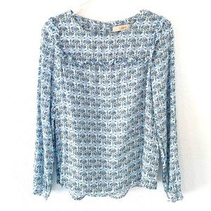 LOFT Long Sleeve Ruffle Blouse